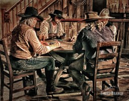 Old west saloon poker game illustration